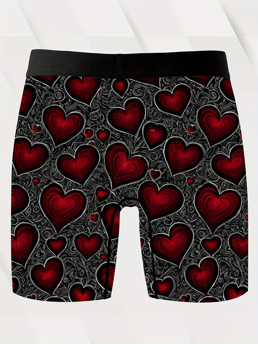 1pc Men's Quick-Dry Soft Stretch Novelty Underwear with Heart & Love Print