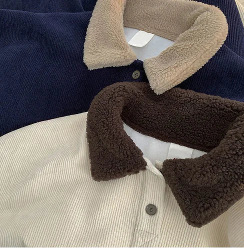 Lamb Wool Corduroy Sweater for Women