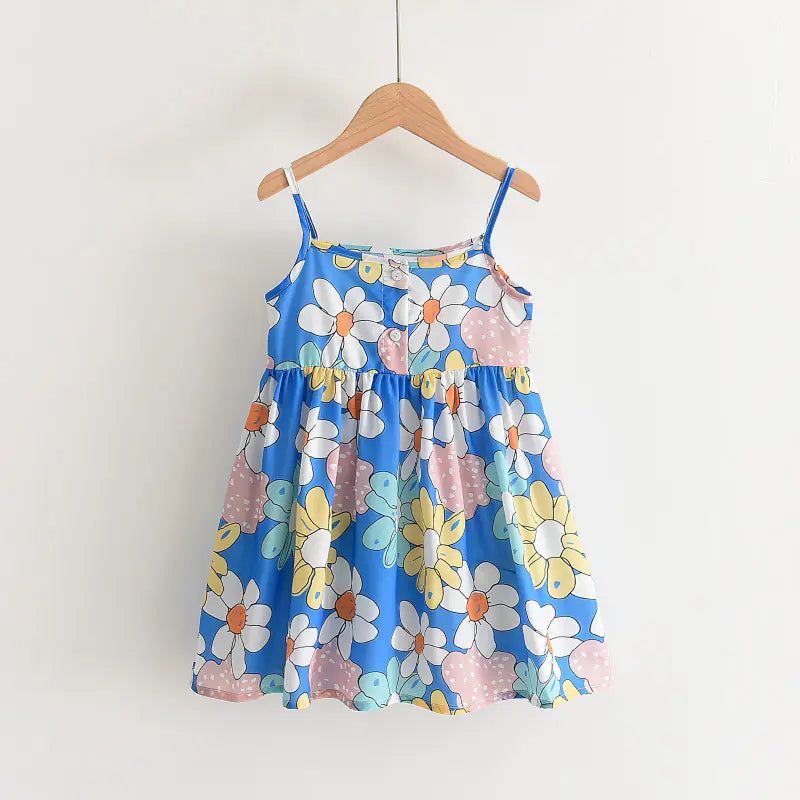 Floral Print Suspender Skirt for Girls