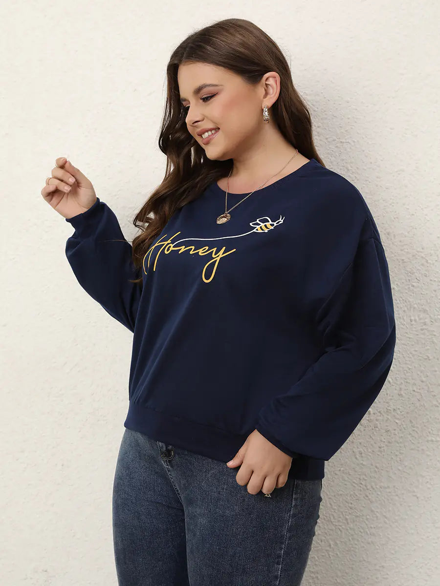 Floral Print Thermal Lined Plus Size Sweatshirt