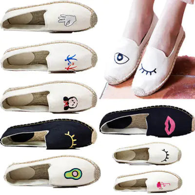 Women's Canvas Slip-On Fisherman Shoes, Breathable Flats