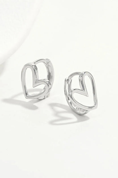925 Sterling Silver Heart Shape Earrings