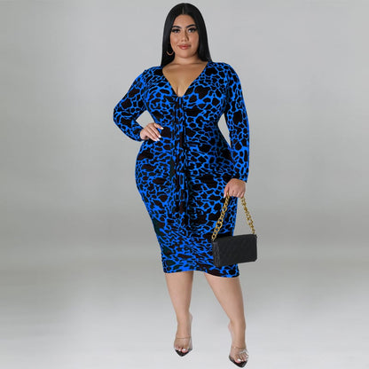 Plus Size Women's Leopard Print Sheath Dress