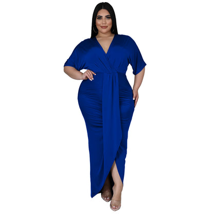 Elegant Plus Size V-Neck Party Dress for Women