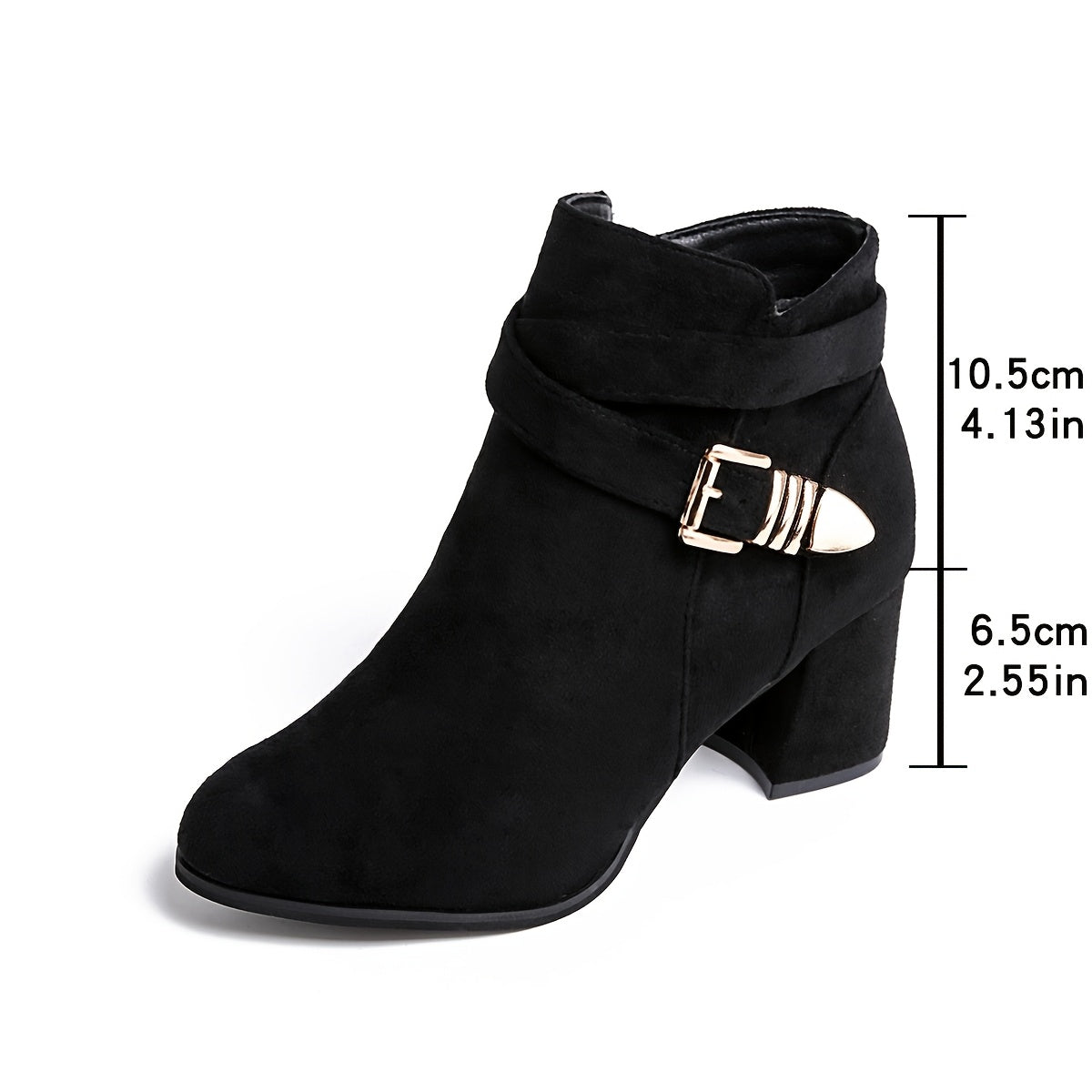 Short Ankle Boots with Chunky Heel, Pointed Toe, and Side Zipper Boots