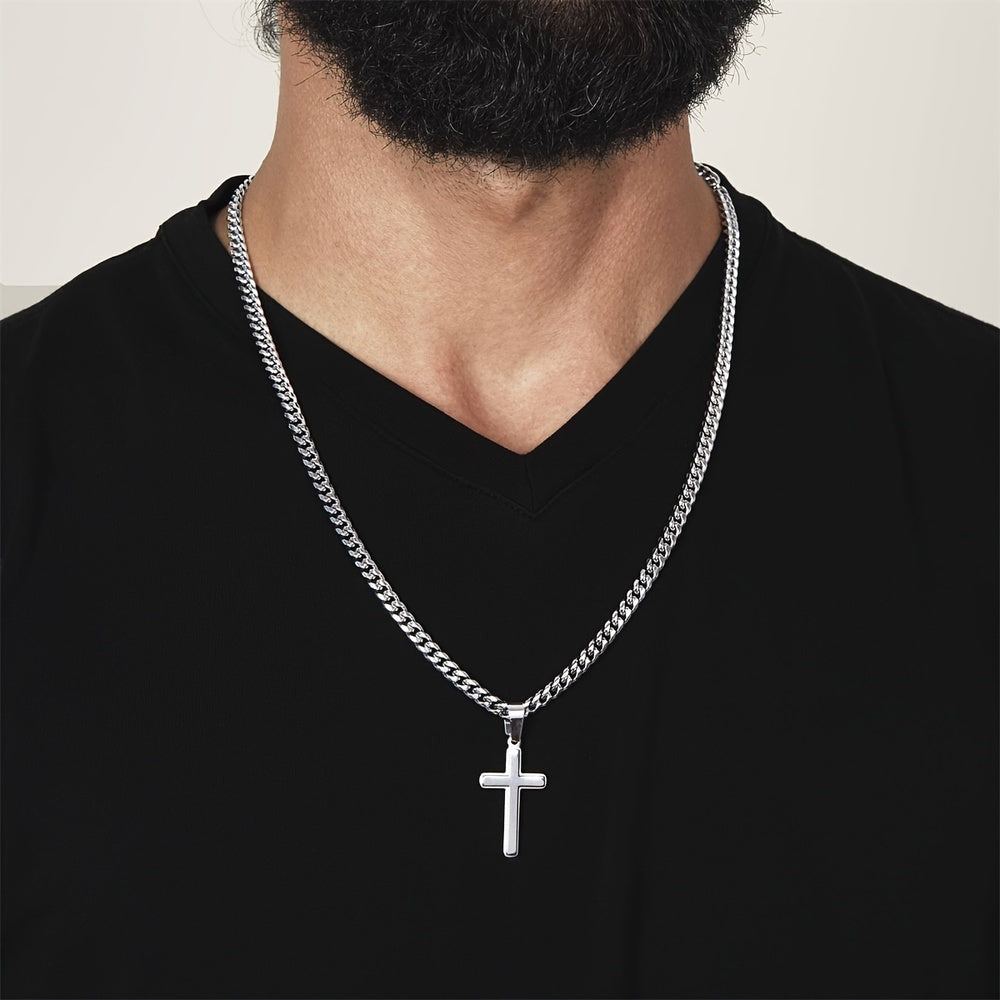 "For My Man" Cross Pendant, Cuban Link Jewelry
