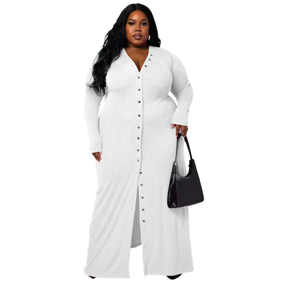 Plus Size Women's Striped Split Dress