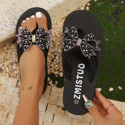 Women's Glitter Bow Flip-Flops