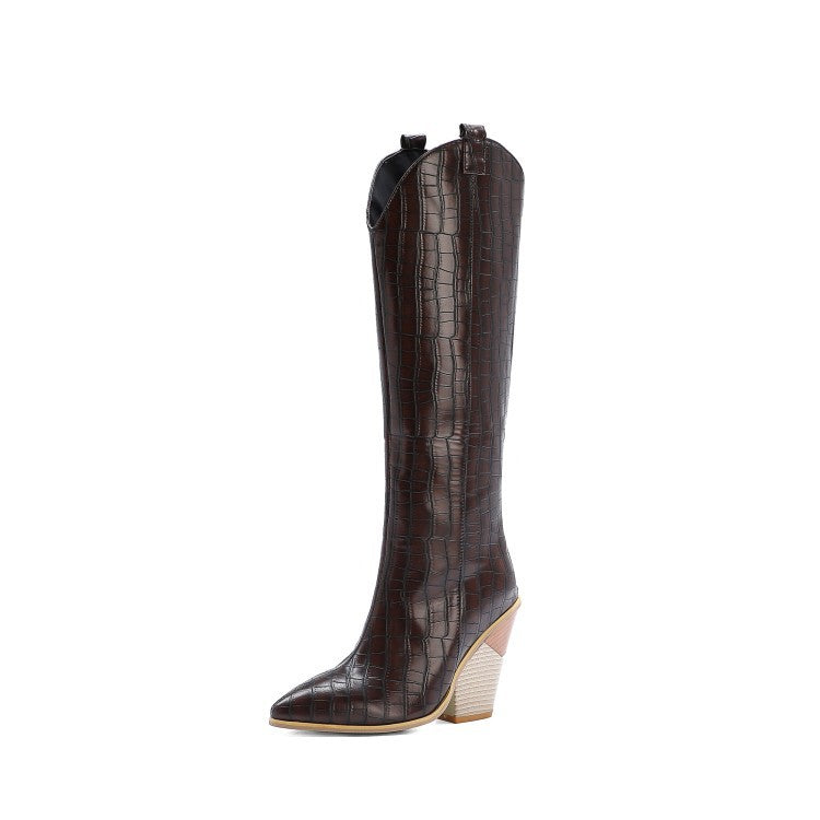 Snake Print High Rider Boots with Thick Heels