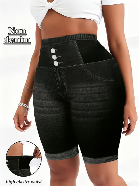 Not Denim Fabric Plus Size  Women's High-Waisted 5-Inch Skinny Pants