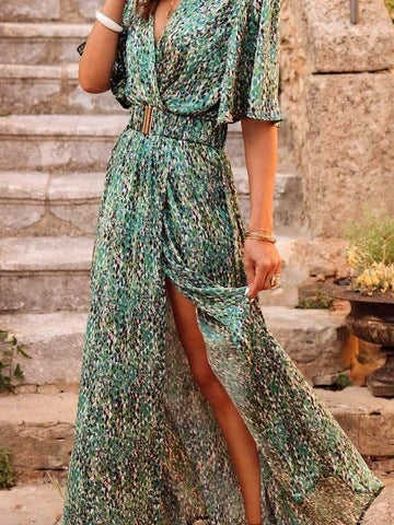 Elegant Printed Mid-Length Dress
