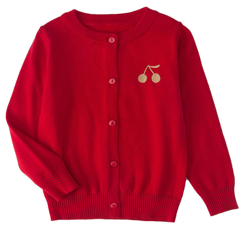 Girls' Cherry Sweater in Cotton Blend