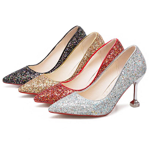 Glitter Wedding Shoes, Pointed Toe High Heels