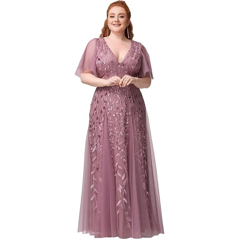 Plus Size Women's Sequined Fishtail Dress