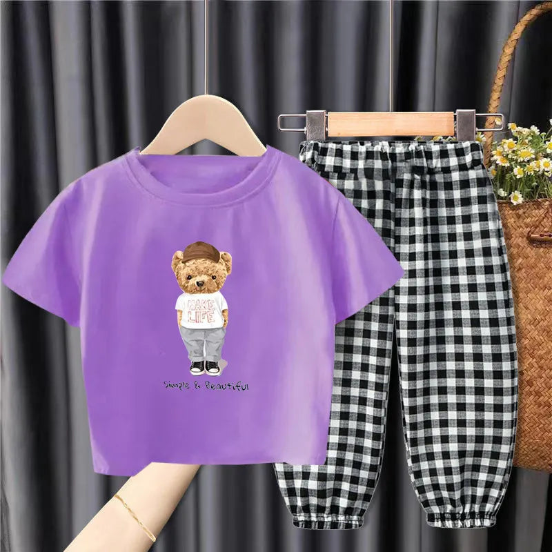 Children's Loose Plaid Two-Piece Suit