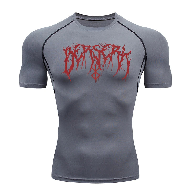 Men Athletic Quick Dry Compression Berserk Print T-shirts Tees