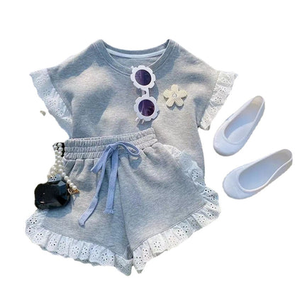 Girls Cotton Short Sleeve Shorts Set  Style