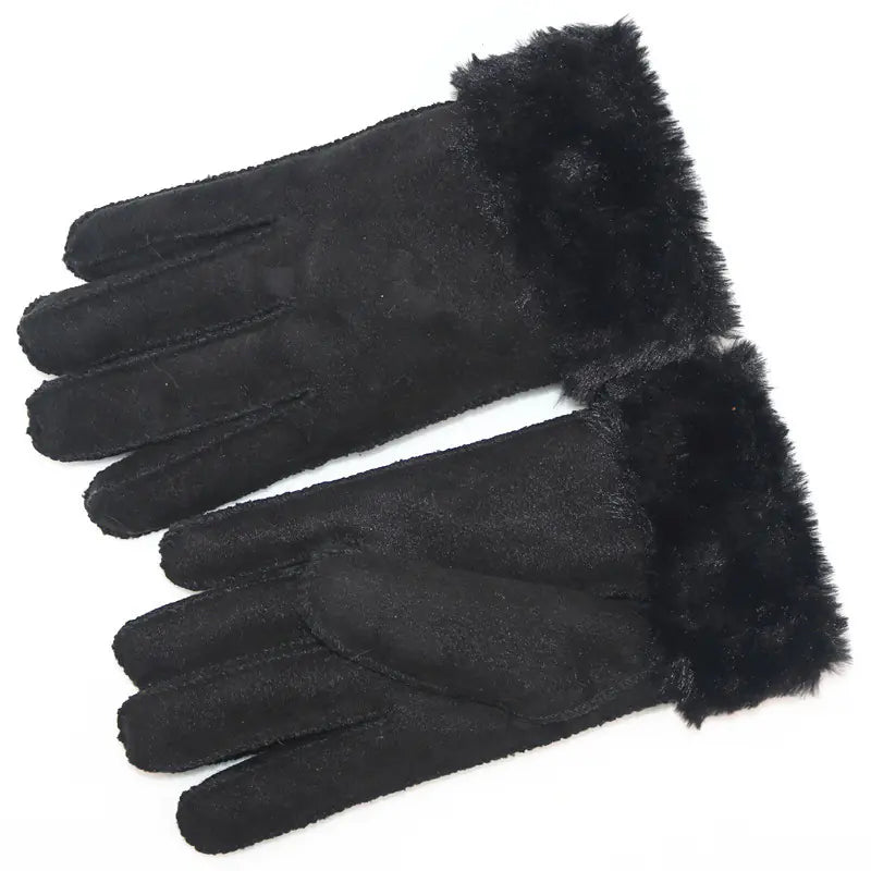 Unisex Faux Rabbit Fur Lined Winter Gloves