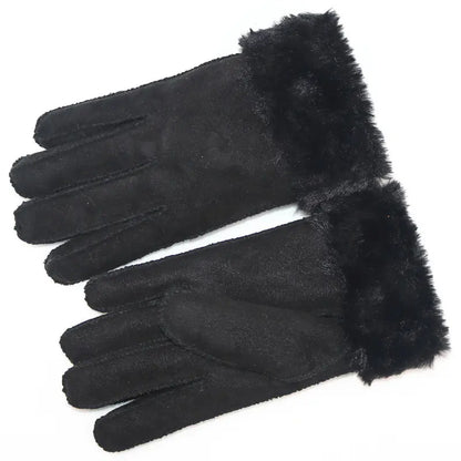 Unisex Faux Rabbit Fur Lined Winter Gloves