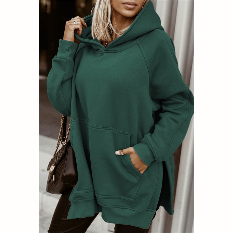 Women's Hooded Long Sleeve Slit Sweatshirt