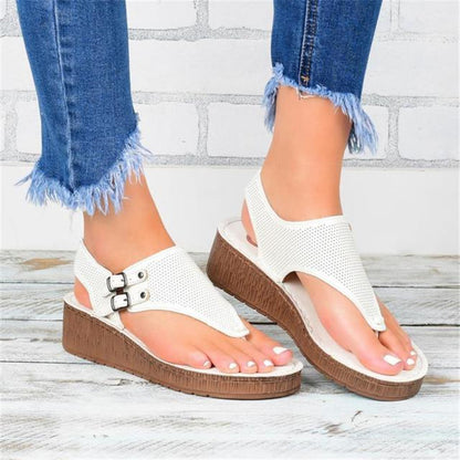 Women's Hollow Flat Heel Flip Flops Sandals