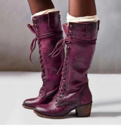 Women's Lace-up Boots with Thick Heels