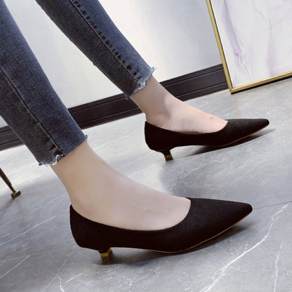 Comfortable Suede Pointed Toe High Heels for Work