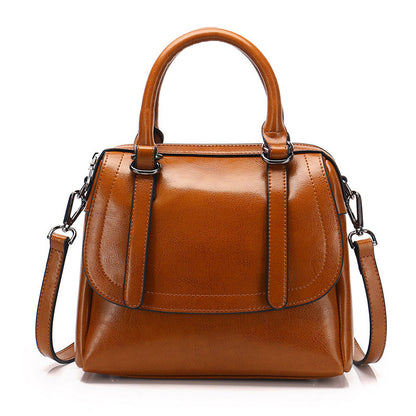 New Waxed Cowhide Handbag for Women, Stylish Design