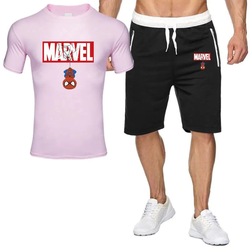 Men's Summer Casual Set with Printed T-Shirt and Shorts