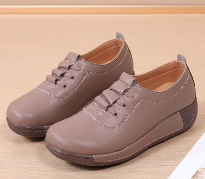 Leather Wedge Sneakers with Thick Sole (One Pair)