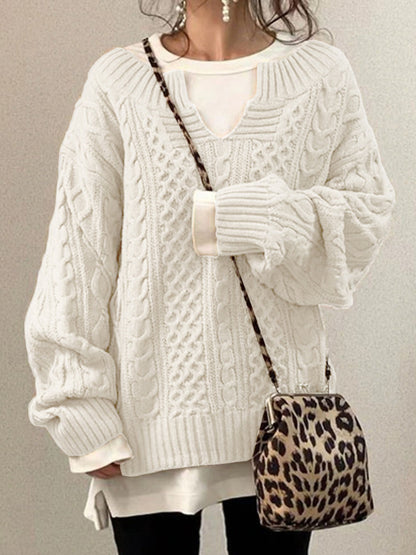 Chic Women's Knitted V-Neck Sweater for Autumn Winter