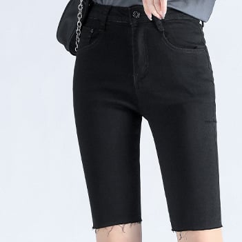 Trendy Women's Tight-Fitting Denim Five-Point Pants