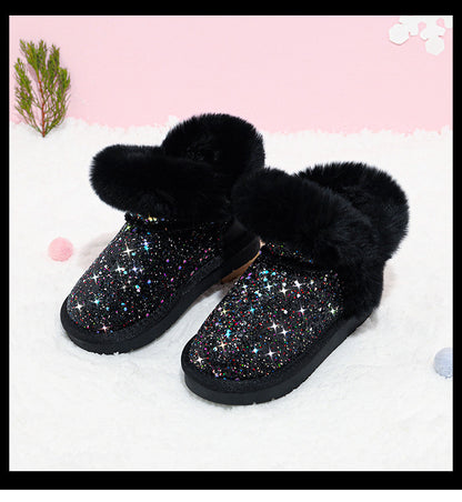 Girls' Thick Velvet Cotton Snow Boots for Kids