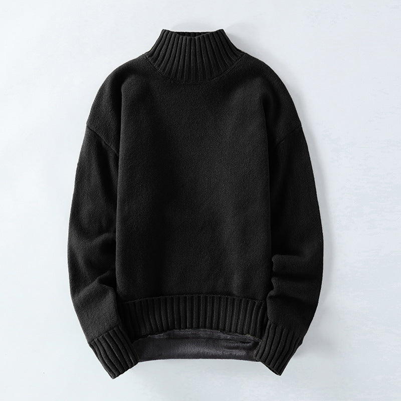 Men's High Neck Plus Fleece Padded Sweater