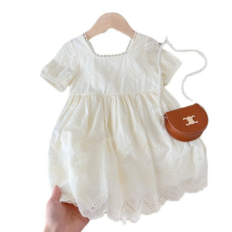 New Style Lace Short Sleeve Dress for Girls