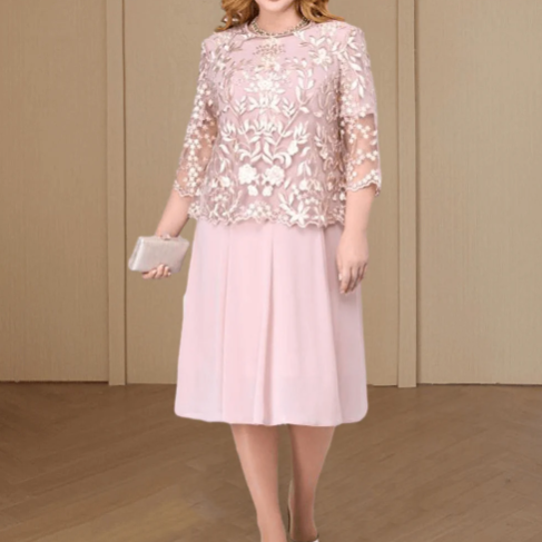 Elegant Plus Size Dress with Lace (One Piece)