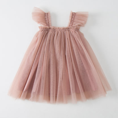 New Girls' Fleece Sleeve Tulle Dress