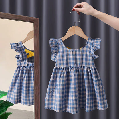 New Style Lace Short Sleeve Dress for Girls