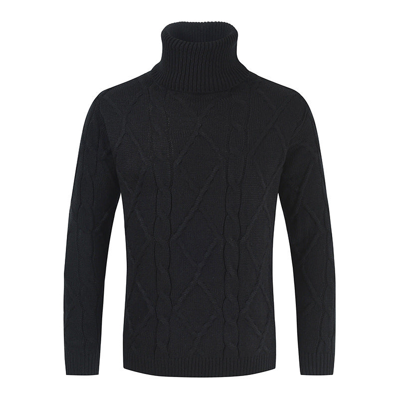 Loose Solid Color Turtleneck Sweater for Men