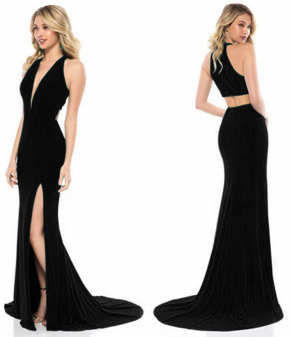 Women's V-Neck Sleeveless Long Dress Gown