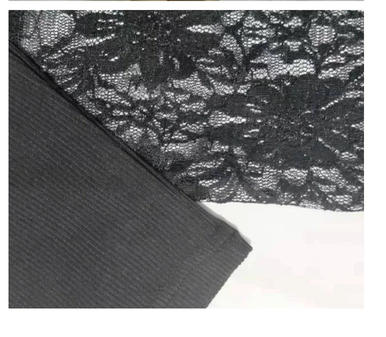 Plus Size Off-Shoulder Long Lace V-Neck Blouse