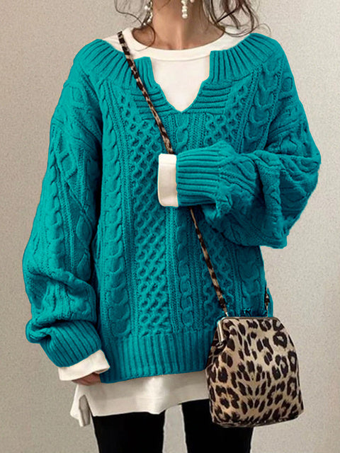 Chic Women's Knitted V-Neck Sweater for Autumn Winter