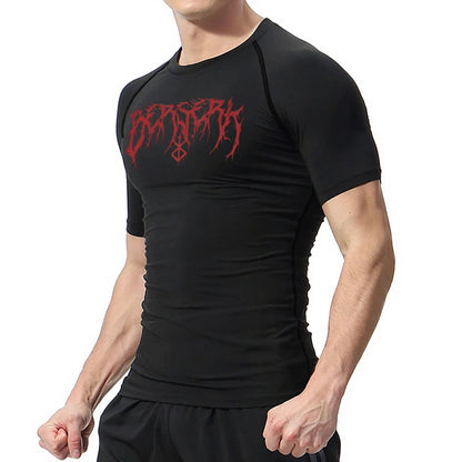 Men Athletic Quick Dry Compression Berserk Print T-shirts Tees