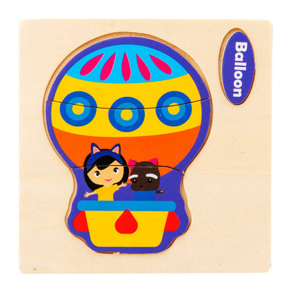 3D Wooden Cartoon Animal Traffic Puzzle for Kids