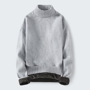 Men's High Neck Plus Fleece Padded Sweater