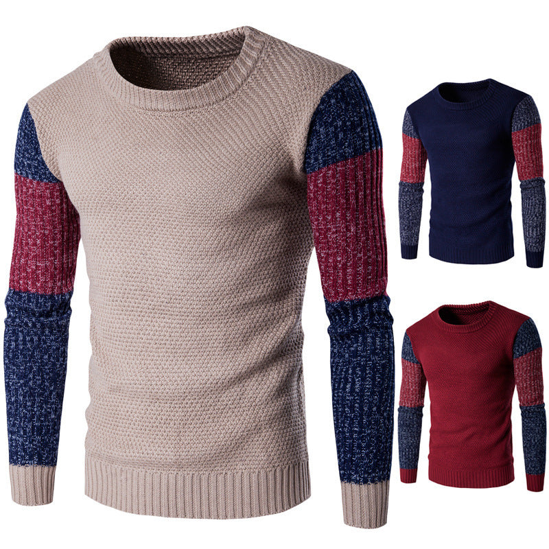 Fashionable Color-Matched Sweater for Men