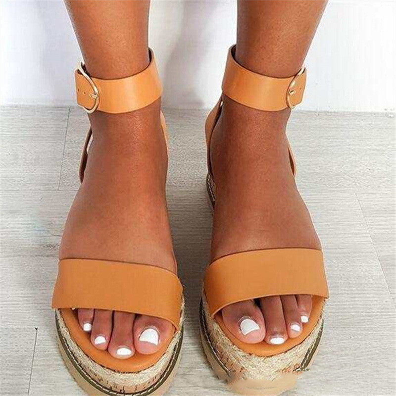Plus Size Women's Solid Color Platform Sandals