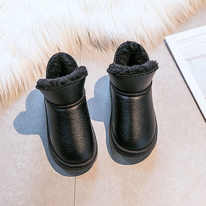 Thickened Velvet Winter Boy Short Boots with Fur