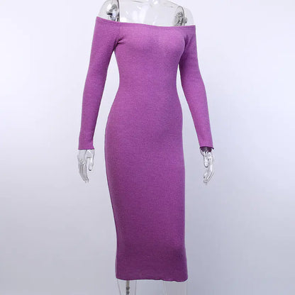 Off-Shoulder Long Sleeve Bodycon Dress for Women
