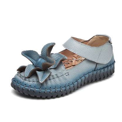 Pure Color Flower Velcro Casual Flats for Women